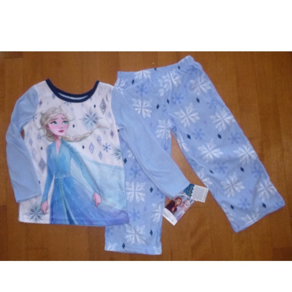 Girls Frozen II Elsa Fleece Pajamas Size Large 10 Top Pants NWT